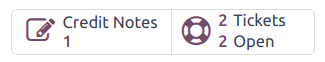 View of smart buttons on a ticket focusing on the credit note button.