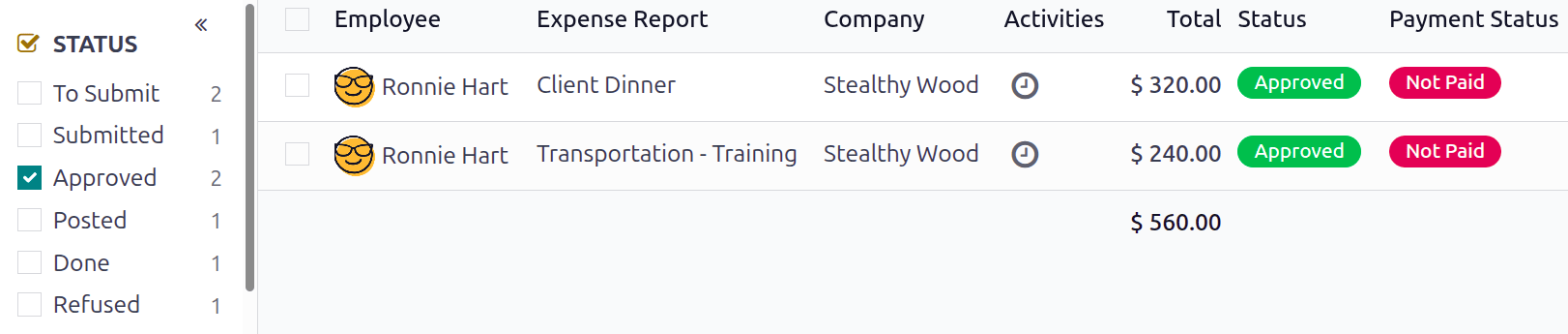 View reports to post by clicking on expense reports, then reports to post.