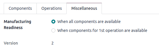 View current BOM version in the Miscellaneous tab.