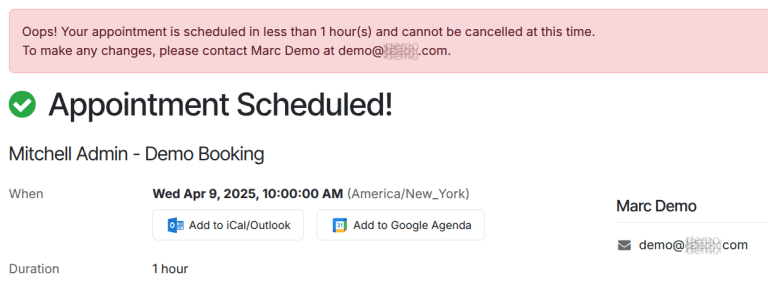 An example of the message a customer sees when cancelling.
