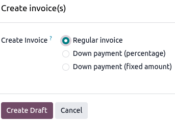 Sample of Create invoices window in the Rental app.