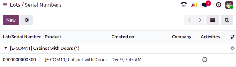 Display arrival date of a lot for an item.