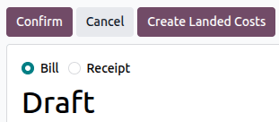 Create Landed Costs button on vendor bill.