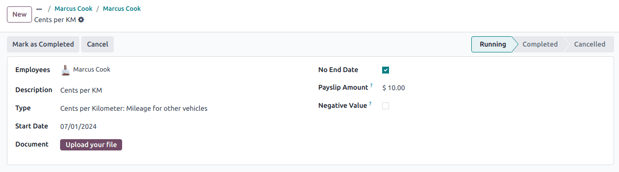 Example of a running contract.