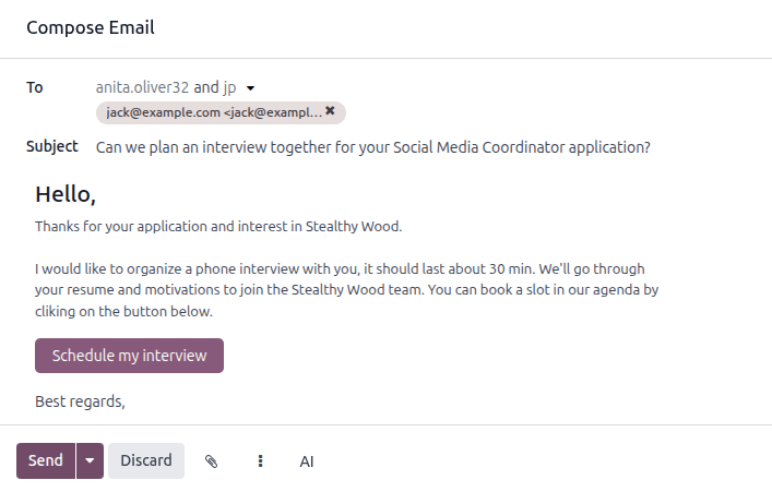 Send a custom survey, also referred to as an interview form, to an applicant using a preconfigured template.