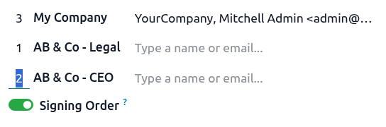 Configuring signing order by editing the signer number