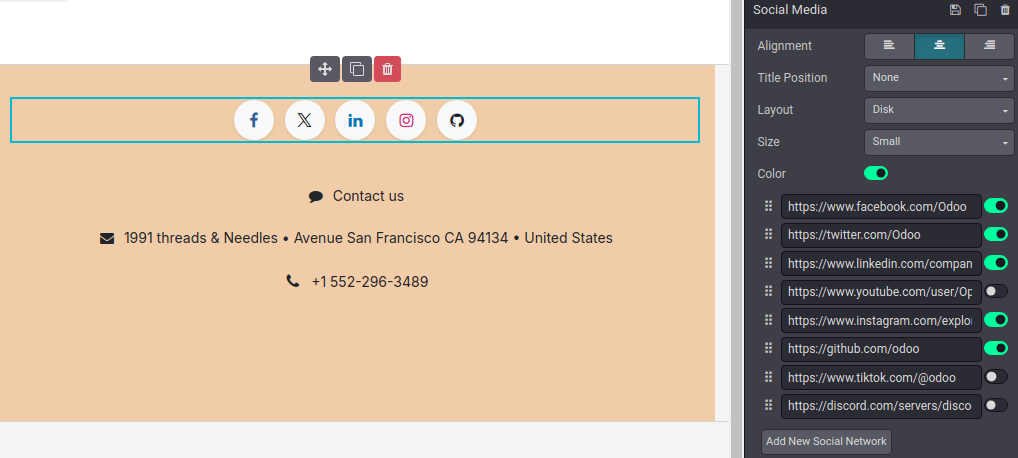 Social Media inner content block
